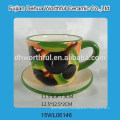 Превосходная керамическая чашка с эспрессо и блюдцем в оливковой форме